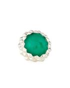 Superstud Domed Synthetic Chrysoprase Doublet Ring,