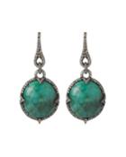 Diamond & Emerald Oval Drop Earrings