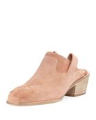 Suede Stitched Low-heel Mule,
