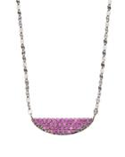 14k Electric Crescent Pendant Necklace, Pink