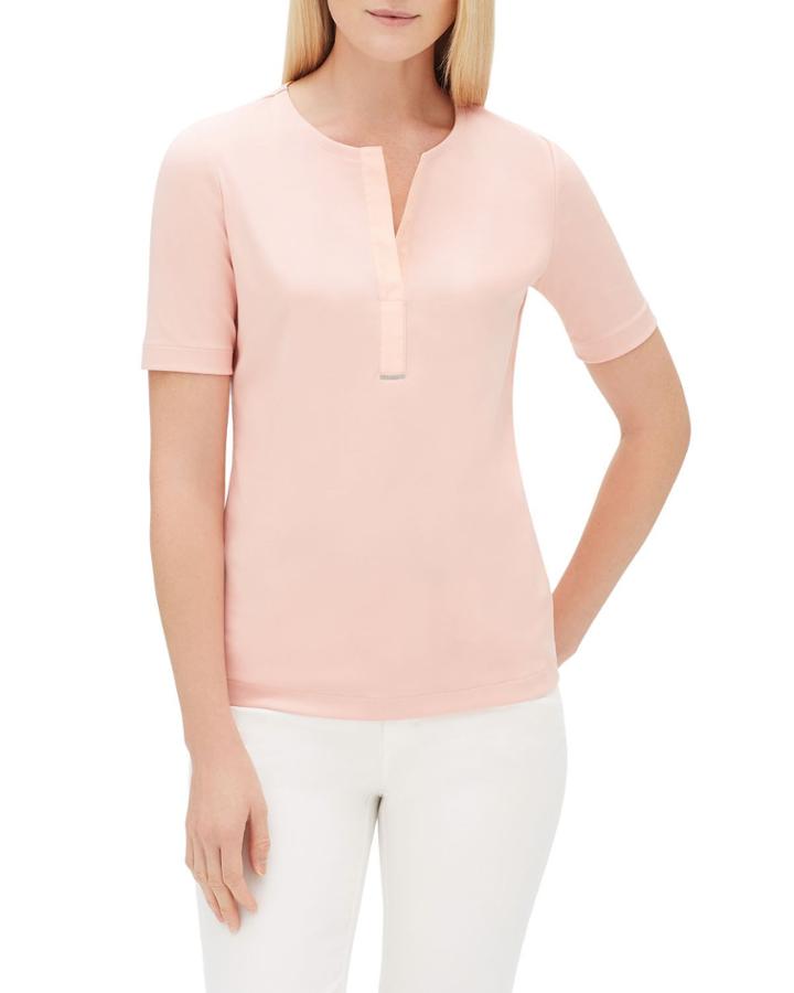 Gretel Short-sleeve Swiss Stretch-cotton Crewneck Top W/ Chain Detail