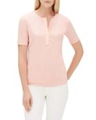 Gretel Short-sleeve Swiss Stretch-cotton Crewneck Top W/ Chain Detail