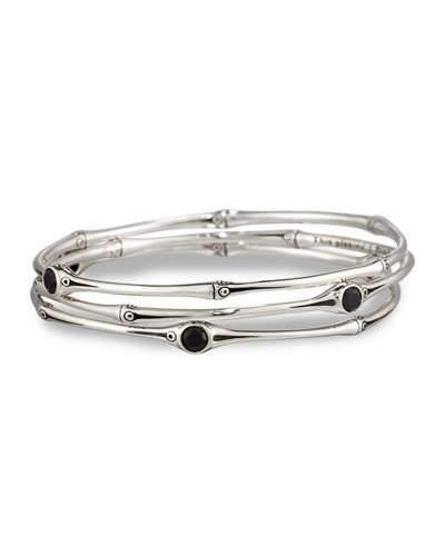 Batu Bamboo Black Chalcedony Bangles,