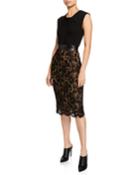 Lace & Jersey Cocktail Sheath Dress, Black