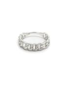 14k White Gold Diamond Chain Ring,