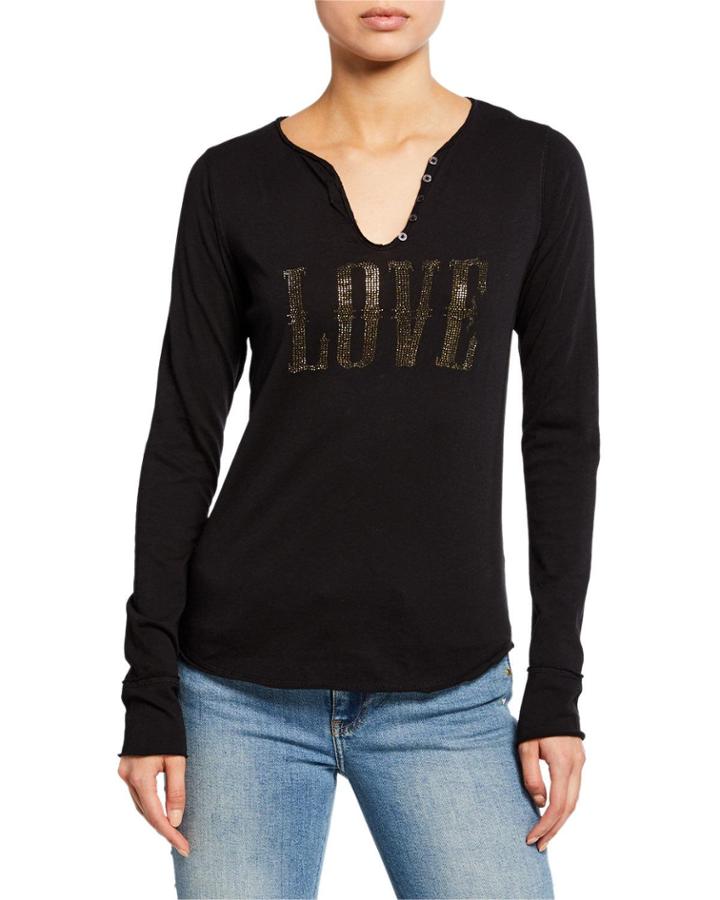 Tunisien Beaded Love Henley Tee