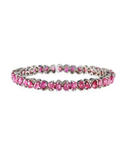 Glass Ruby Bangle W/ Champagne Diamonds