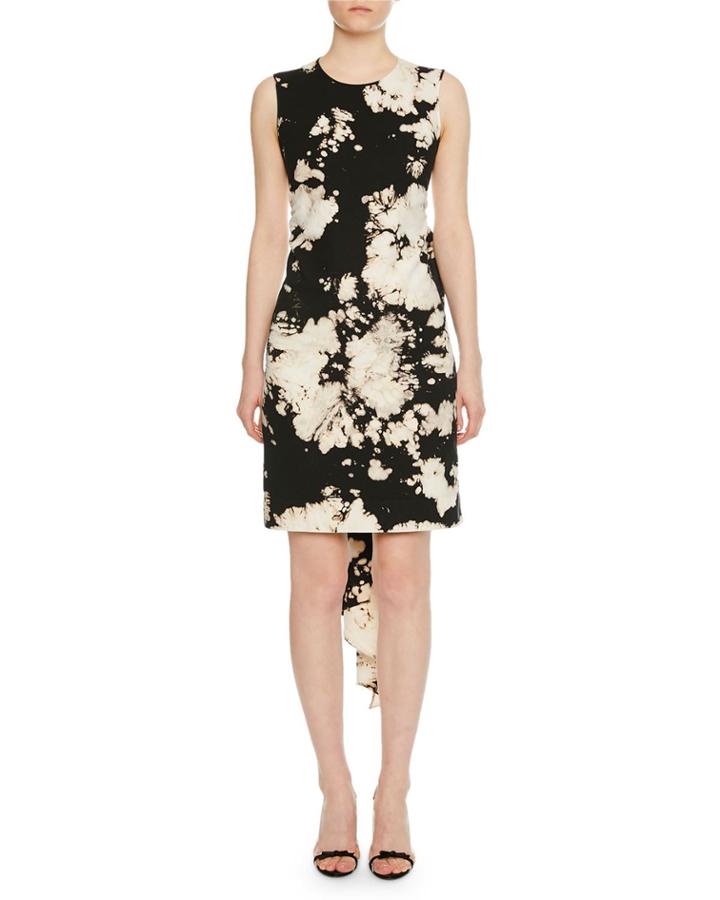 Patterned Bow-tie Open-back Cocktail Dress