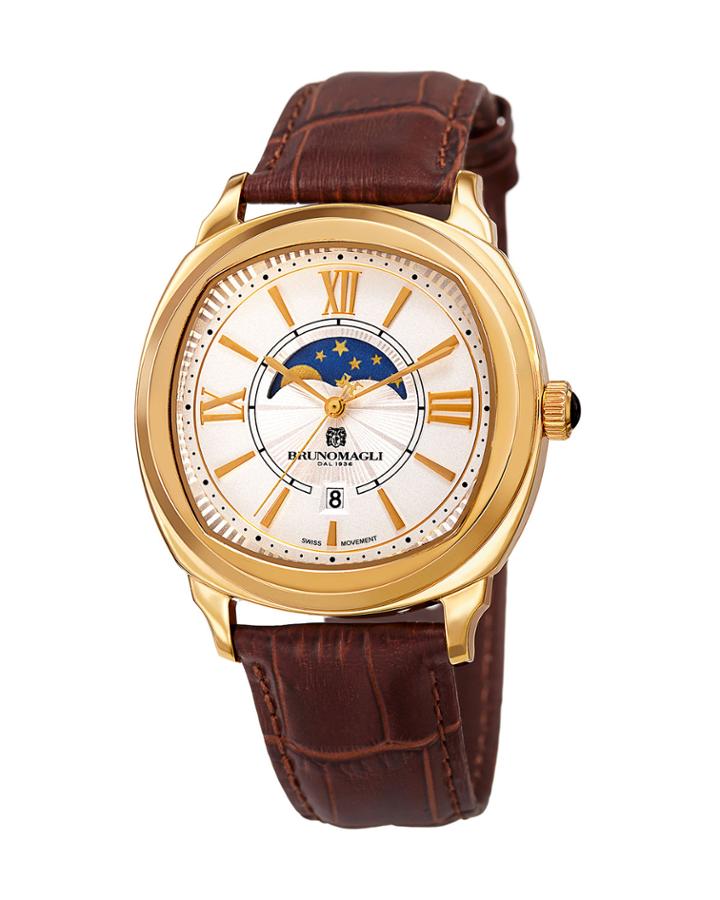 Men's 42mm Moonphase Watch, Crocodile/gold