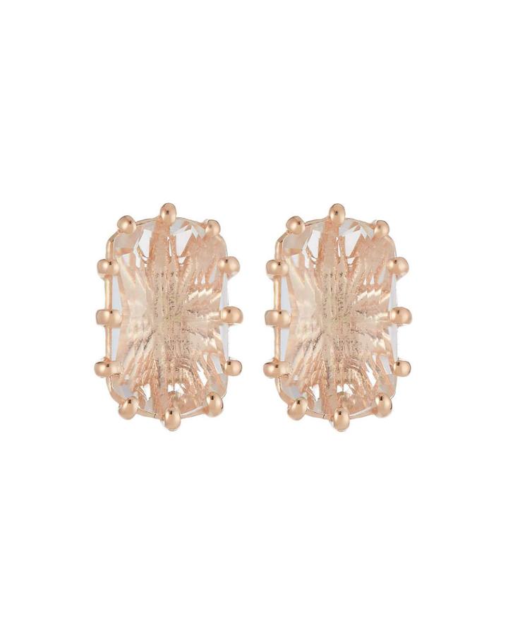 14k Rose Gold 12x6mm Topaz Stud Earrings, White