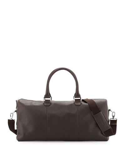 Genuine Leather Duffle Bag, Chocolate