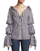 Margaret Striped Balloon-sleeve