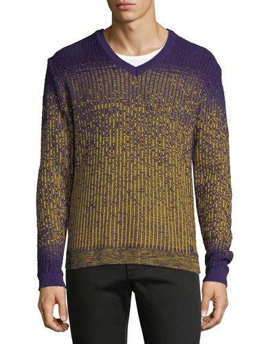 Ombre-knit V-neck Wool