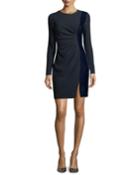 Clarette Long-sleeve Ruched Velvet-trim