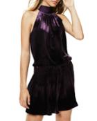Paige Velvet Gathered Tie-neck Cocktail Dress