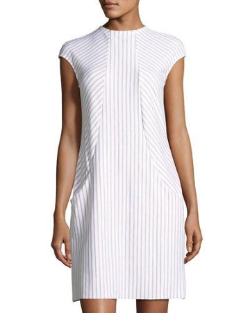 Racer-front Striped Knit Dress