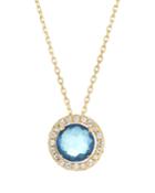 14k English Blue Topaz & Sapphire Pendant Necklace