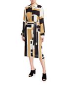 Mona Graphic Block Drape Cloth Button-front