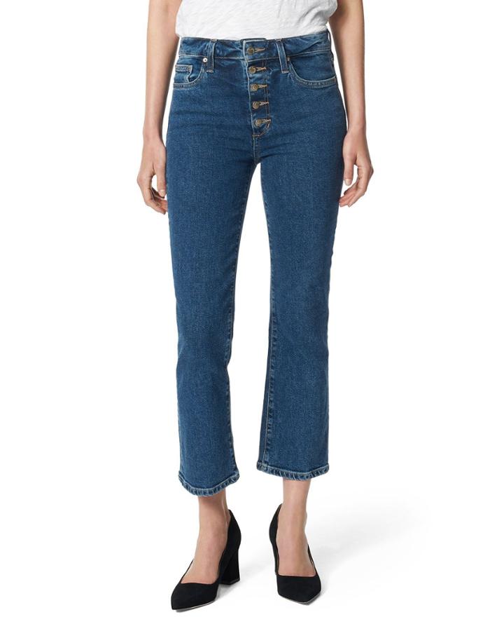 The Callie Exposed Button-fly Cropped Boot-cut Denim Jeans