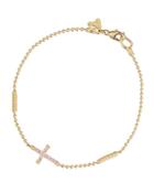 18k Covet Pave Pink Sapphire Cross Station Bracelet