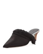 Satin Mule With Fringe Detail