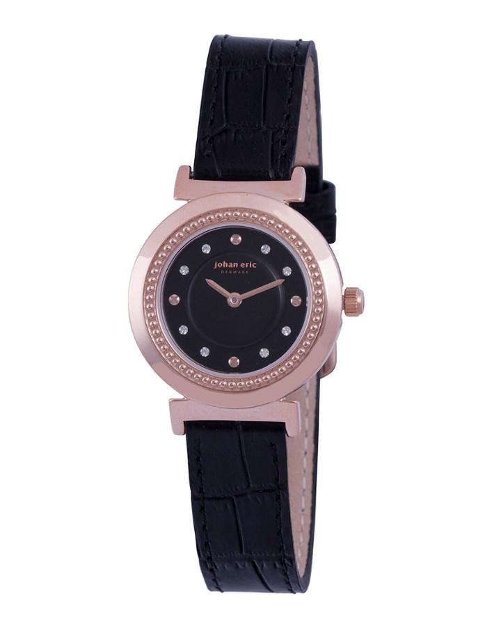 Djursland Quartz Swarovski Crystal Black Leather