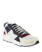Colorblock Mixed Leather Trainer