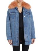 Faux-fur Collar Denim Trucker Jacket