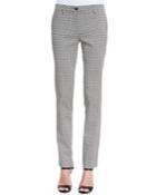 Diamond-floral Print Straight-leg Pants, Black/blue