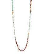 Long Beaded Agate & Sandstone Necklace