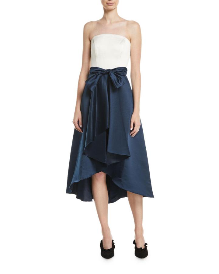 Allene Strapless High-low Gown W/ Bow Waistline