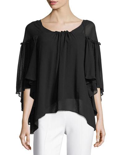 Solid Crimped Georgette Blouse