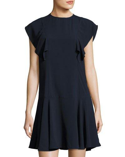 Pave The Way Flutter-sleeve Dress, Navy