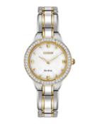 26mm Crystal Eco-drive Bracelet Watch, Two-tone