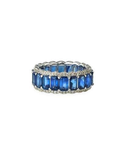 18k White Gold Sapphire & Diamond Eternity Band Ring, 0.51tcw,
