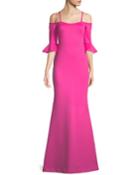 Christian 1/2 Bell Sleeve Cold-shoulder Gown
