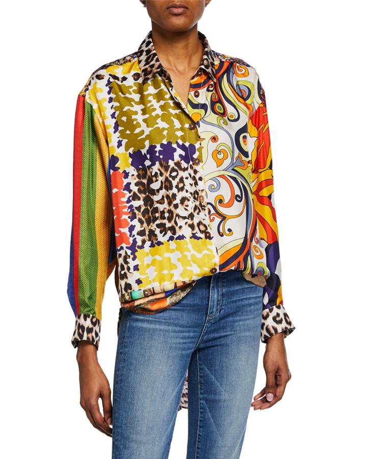 Liquette Mixed Panthere Button-front