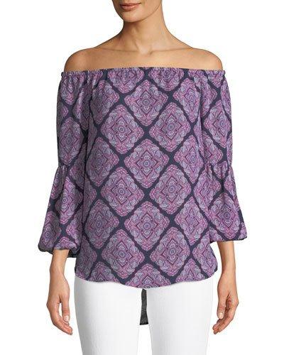 Printed Off-the-shoulder Blouse