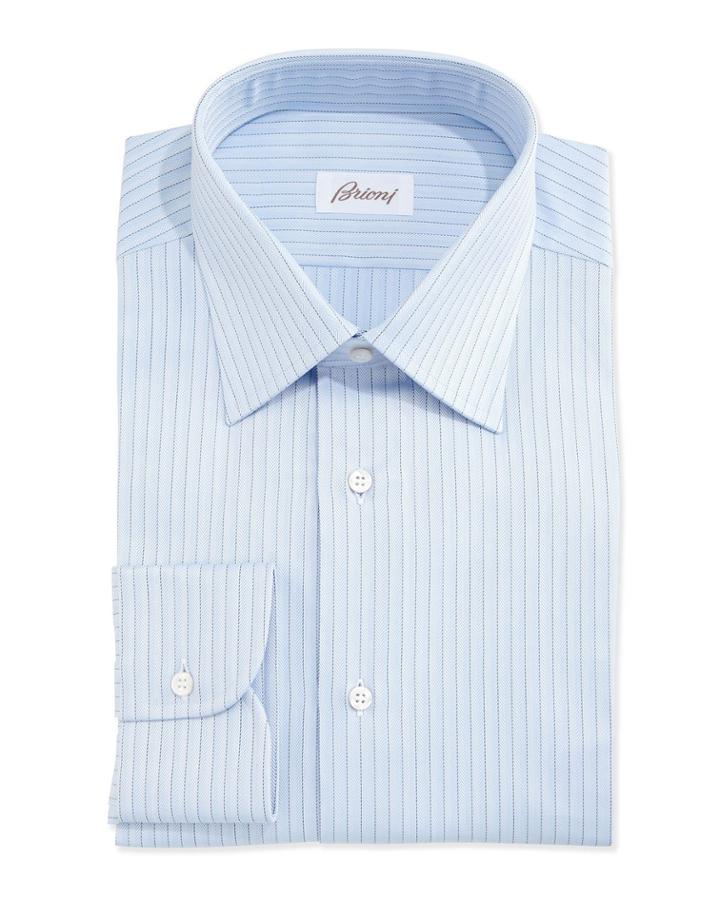 Herringbone-pinstripe Woven Dress Shirt,