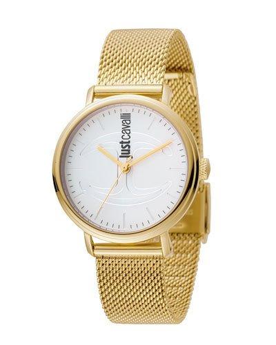 34mm Cfc Stainless Steel Bracelet Watch W/ Mesh
