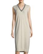 Cashmere Monili-trimmed V-neck