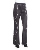Square Pinstripe Button-trimmed Flare Pants