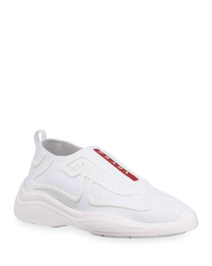 Leather & Knit-mesh Slip-on
