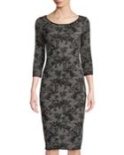 Floral-jacquard Bodycon Midi