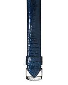18mm Crocodile-embossed Patent Leather Watch Strap, Dark Blue