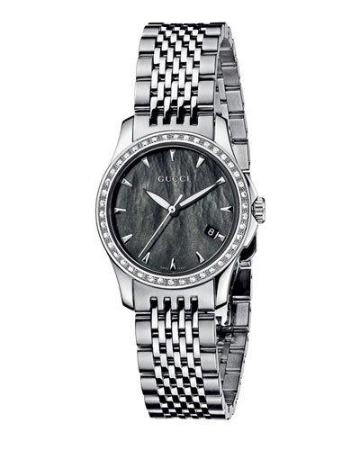 G-timeless Small Stainless Steel & Diamond Bracelet Watch, Black