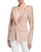 Carolyn One-button Floral Embroidered Jacket