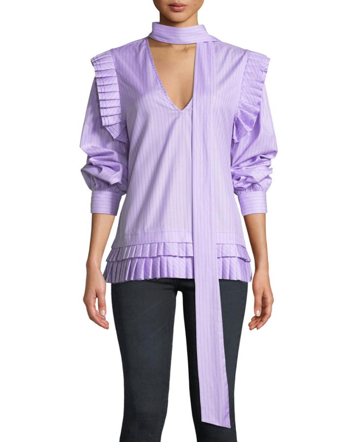 I'll Catch You If You Fall Pinstripe Pleated Top