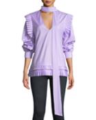 I'll Catch You If You Fall Pinstripe Pleated Top