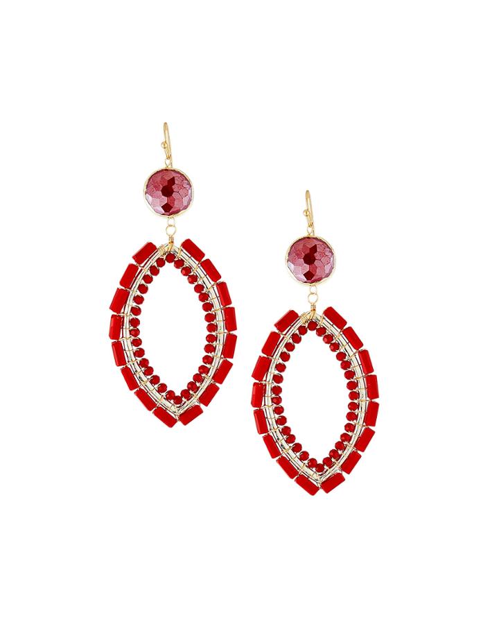 Crystal Marquise Drop Earrings, Red
